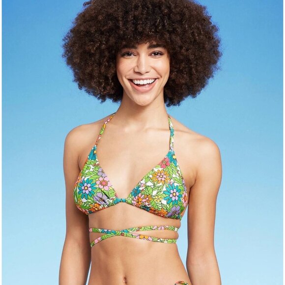 wild fable Other - Wild Fable Multicolor Floral Strappy Wrap Triangle Bikini Swim Top